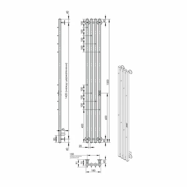 Фото электрический полотенцесушитель indigo style 4 pro 150/18 lspre150-18mkgdrt