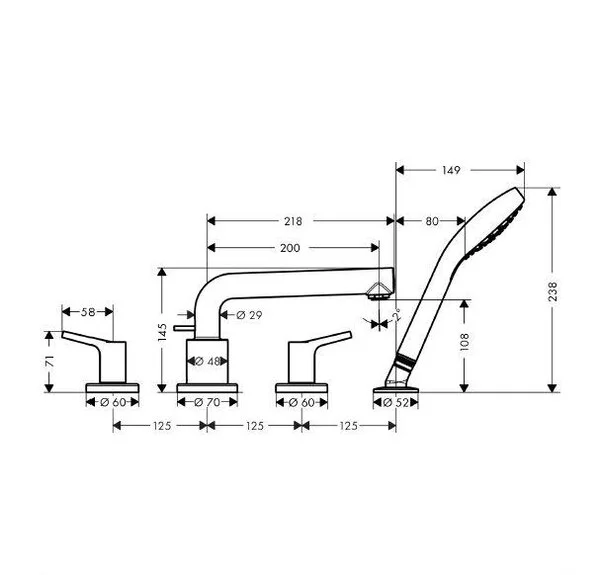 Фото смеситель для ванны hansgrohe talis s 72419000