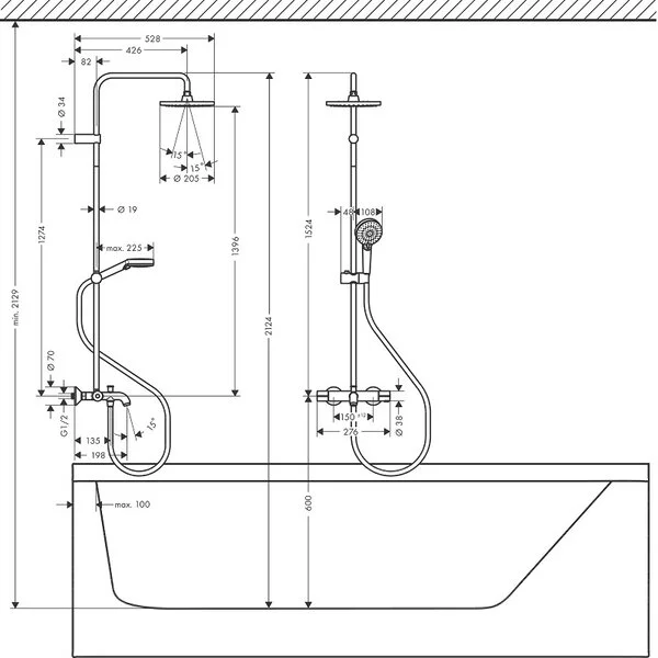 Фото душевая стойка hansgrohe vernis blend 26079000