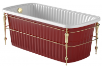 Ванна из искусственного камня Migliore Olivia Console 174 см, красная панель, фурнитура золото 24268