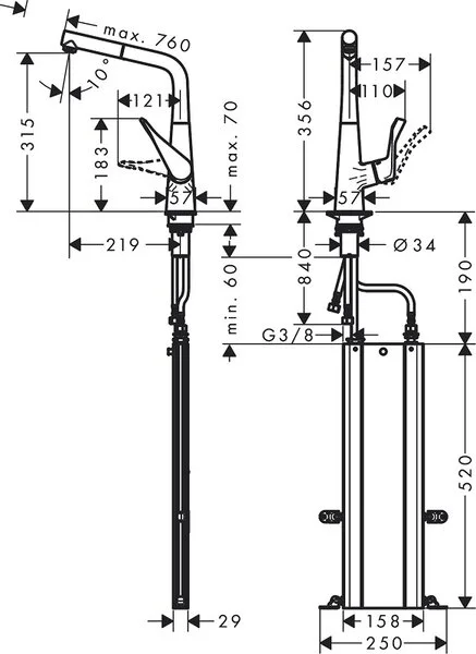 Фото смеситель для кухонной мойки hansgrohe metris 73812000