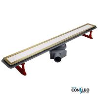 Трап линейный с решеткой Pestan Confluo Premium Line White Glass Gold 30 см 13100119