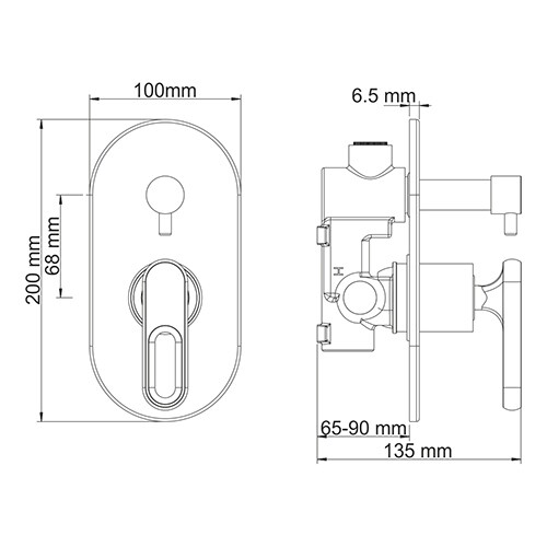 Фото встраиваемый смеситель для ванны и душа wasserkraft kammel 1800 1841