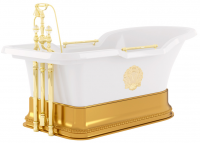 Ванна из искусственного камня Migliore Impero Podium 180 см, на подиуме, цвет: белый, фурнитура золото 25813