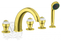 Смеситель на борт ванны на 5 отверстий Migliore Axo Swarovski, цвет: золото ML.AXO-680F.DO