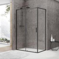 Душевое ограждение BandHours Smart/Flat-Glass 910, цвет: черный матовый 100x90 см