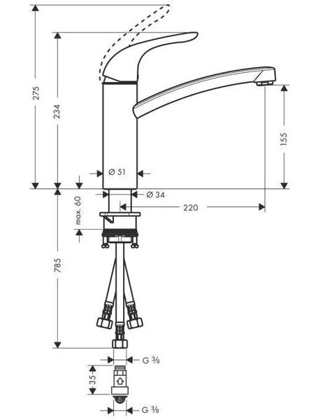 Фото смеситель для кухонной мойки hansgrohe focus 31804000