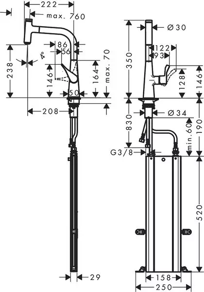 Фото смеситель для кухонной мойки hansgrohe metris select 73802000