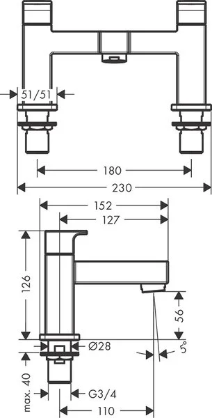 Фото смеситель для ванны hansgrohe vernis shape 71452000