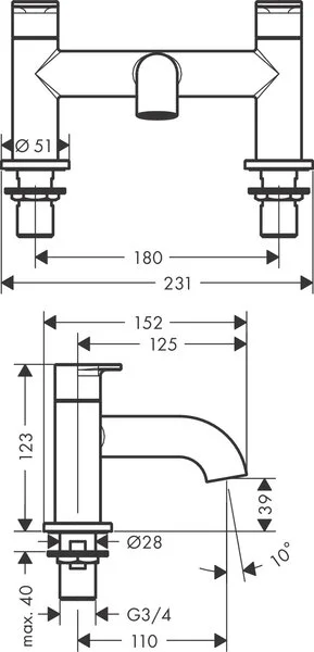 Фото смеситель для ванны hansgrohe vernis blend 71442000