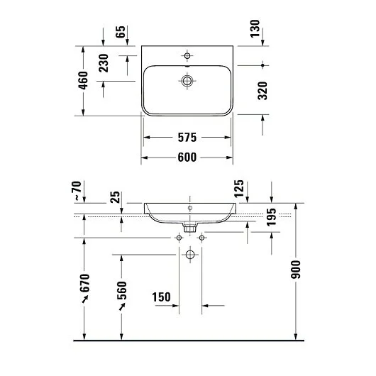 Фото раковина накладная duravit happy d.2 plus  60 см 2360601300