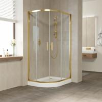 Душевое ограждение Vegas Glass ZS-F 90*80 09 01 профиль золото, стекло прозрачное