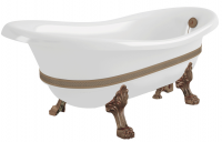 Ванна из искусственного камня Migliore Bella Decor 170 см, на лапах Leone Standart, цвет: белый, фурнитура бронза 26989