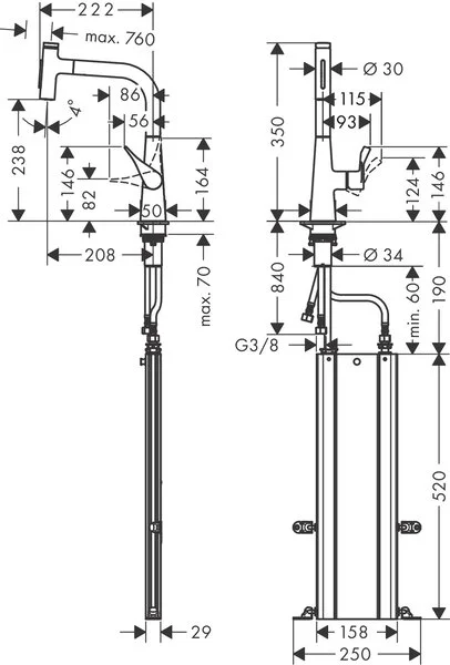 Фото смеситель для кухонной мойки hansgrohe metris select 73817800