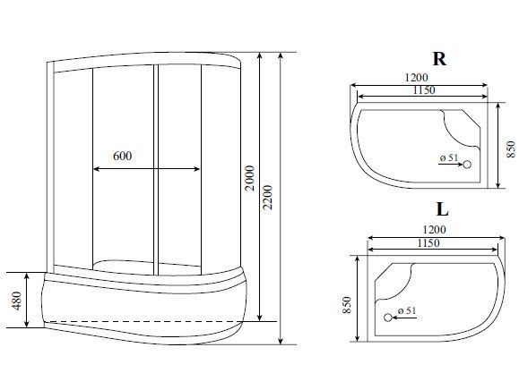 Фото душевая кабина timo standart t-6620 silver fabric l 120x85 см