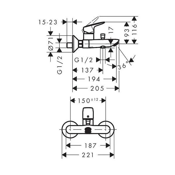 Фото смеситель для ванны hansgrohe logis 71400670