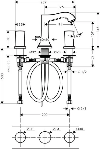 Фото смеситель для раковины hansgrohe metropol classic 31304000