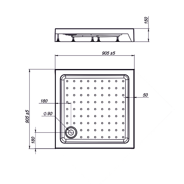 Фото поддон vincea 90x90 см vst-3as-9090