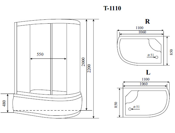 Фото душевая кабина timo comfort t-1110p r 110x85 см