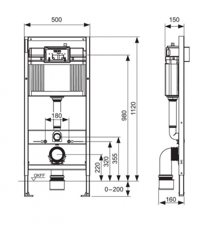 Фото инсталляция для унитазов с панелью смыва tece base ambia k440200