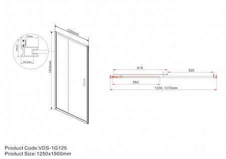 Фото душевая дверь vincea garda 125 см vds-1g125cl
