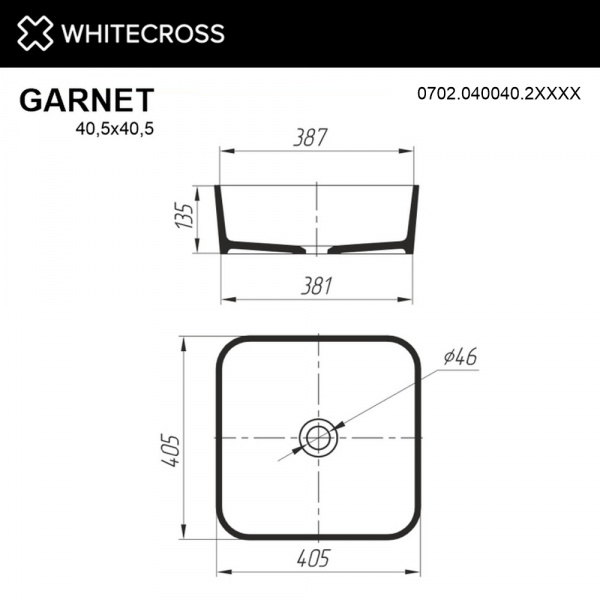 Фото раковина накладная whitecross garnet 40.5 см 0702.040040.2xxxx