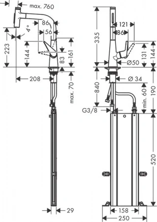 Фото смеситель для кухонной мойки hansgrohe talis select 73868000