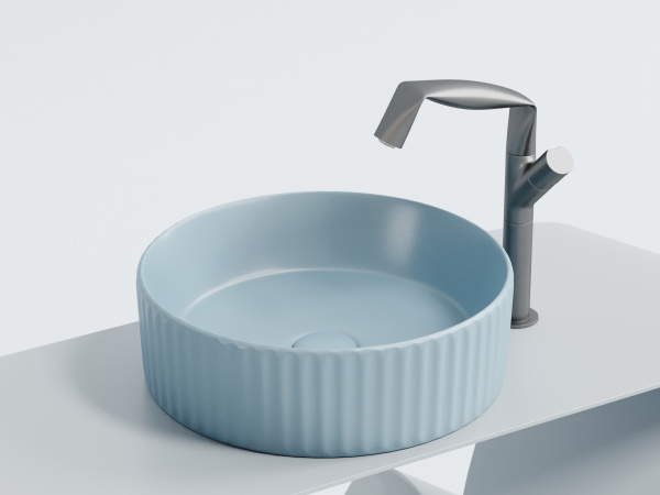 Фото раковина накладная ceramicanova element 36 см, цвет: голубой cn6057ml