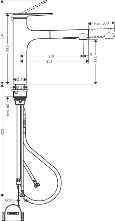 Фото смеситель для кухонной мойки hansgrohe zesis 74804000