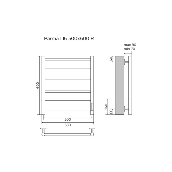 Фото электрический полотенцесушитель azario parma 50x60 см цвет: белый az10856w