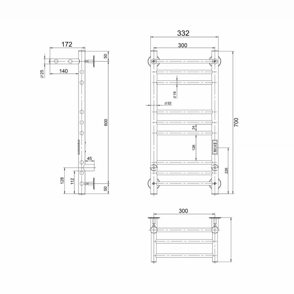 Фото электрический полотенцесушитель indigo line trinity 70/30 lсlte70-30prt