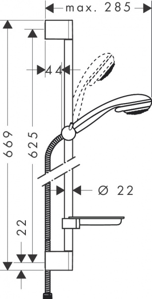 Фото душевой гарнитур hansgrohe crometta 85 vario 27764000