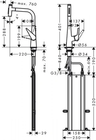 Фото смеситель для кухонной мойки hansgrohe talis select 73867800