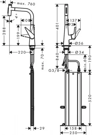 Фото смеситель для кухонной мойки hansgrohe talis select 73867000