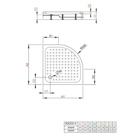 Фото поддон акриловый radaway rodos a compact 90 см 4p99155-03