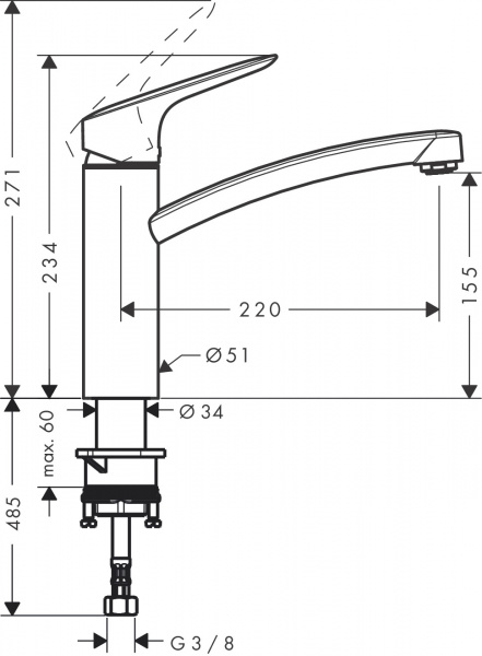 Фото смеситель для кухни hansgrohe logis 71832000