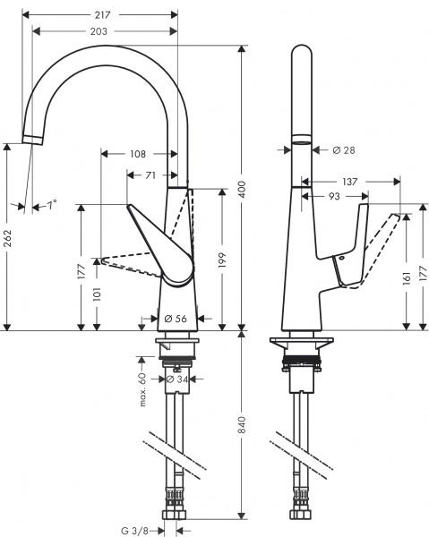 Фото смеситель для кухни hansgrohe talis s 72810000