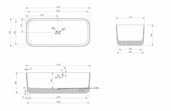 Фото ванна из искусственного камня abber stein 170x75 см as9663violett фиолетовая