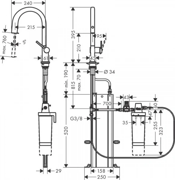 Фото смеситель для кухонной мойки hansgrohe aqittura 76800000