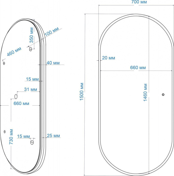 Фото зеркало art&max bari 70 см am-bar-700-1500-ds-f