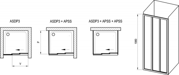 Фото душевая дверь ravak supernova asdp3-90 90 см 00v703r2zg