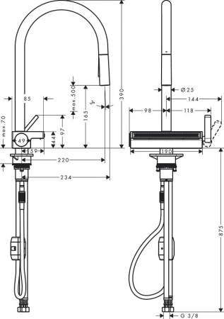 Фото смеситель для кухонной мойки hansgrohe aquno select 73837670