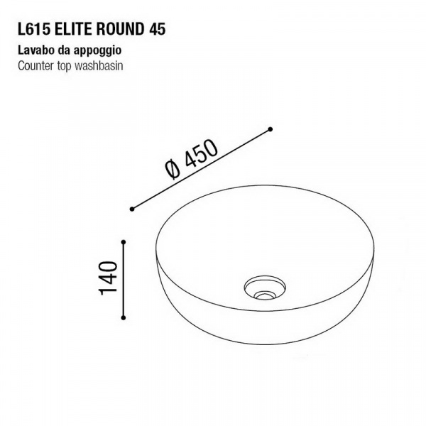 Фото раковина накладная aet elite round 45 см, цвет: белый матовый l615t0r0v0101