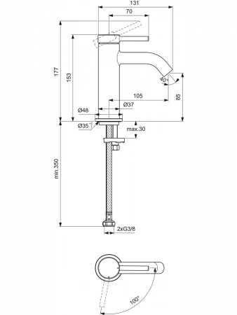 Фото смеситель для раковины ideal standard cerafine nuovo bd757aa