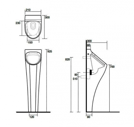 Фото напольный писсуар kerasan aquatech 30 см 373001