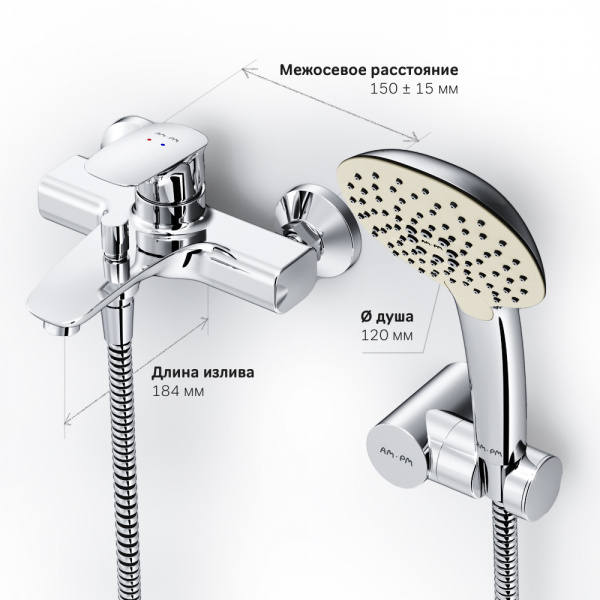 Фото смеситель для ванны и душа am.pm spirit v2.1 f71a15000