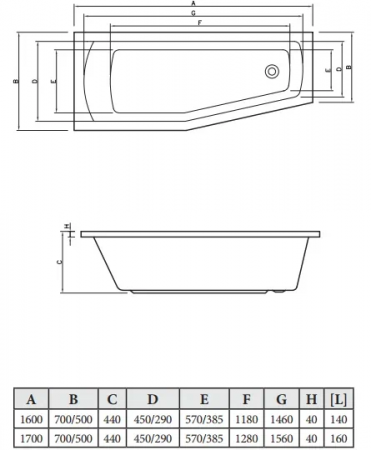 Фото акриловая ванна c-bath nika 170x70 см l cba00402l