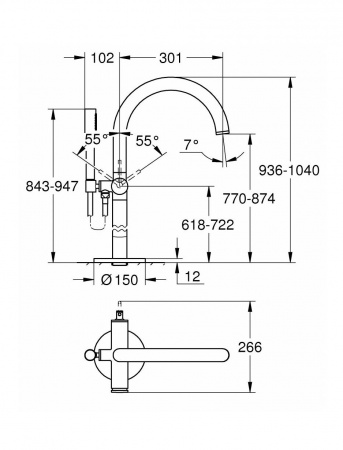 Фото напольный смеситель grohe atrio new 32653dc3, цвет: сталь