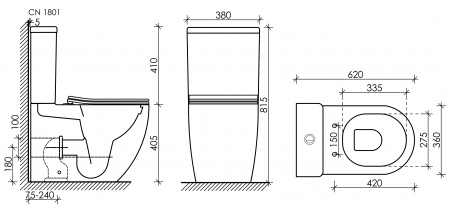 Фото унитаз-компакт, безободковый без бачка ceramicanova mia cn1801-b