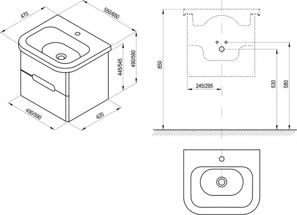 Фото тумба под раковину ravak chrome 65 см x000001291